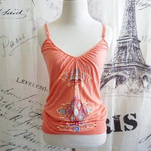 Peach Cami Tribal Aztec Print - Size S